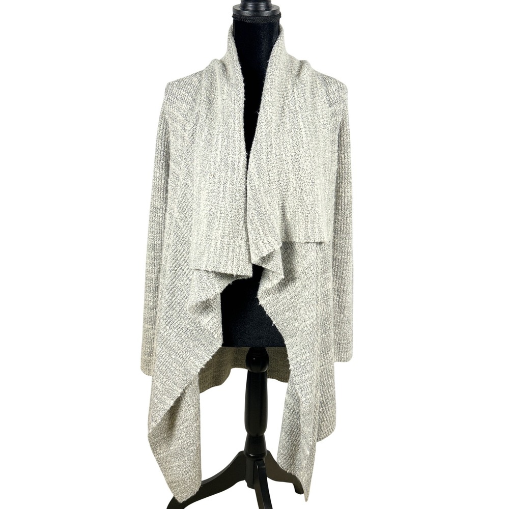 Lou & Grey Womens XS Marled Grey Wool Blend Waterfall Cardigan Sweater